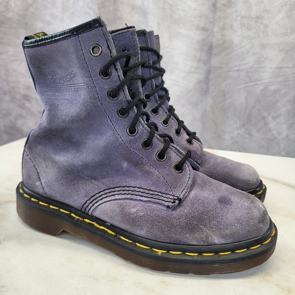 Vintage Dr. Martens 1460 Ankle Stamp Purple Suede Boots Women's Size 6